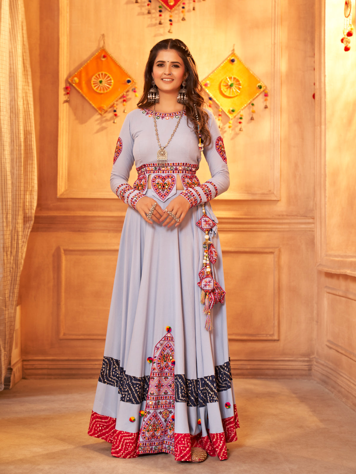 Lavender Viscose Rayon Embroidered  Stitched Lehenga Choli