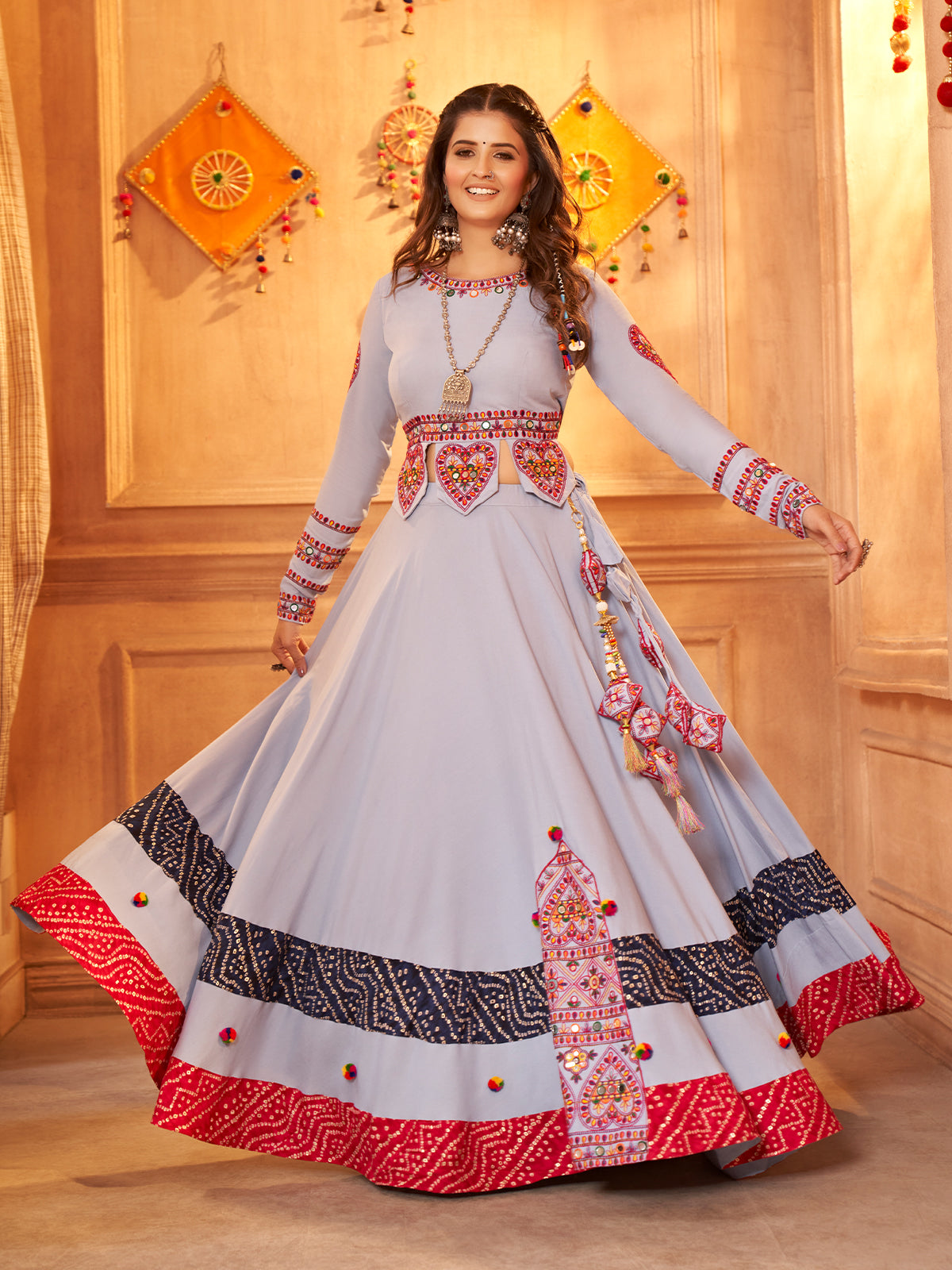 Lavender Viscose Rayon Embroidered  Stitched Lehenga Choli