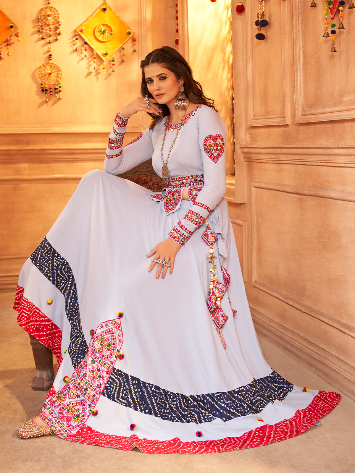 Lavender Viscose Rayon Embroidered  Stitched Lehenga Choli