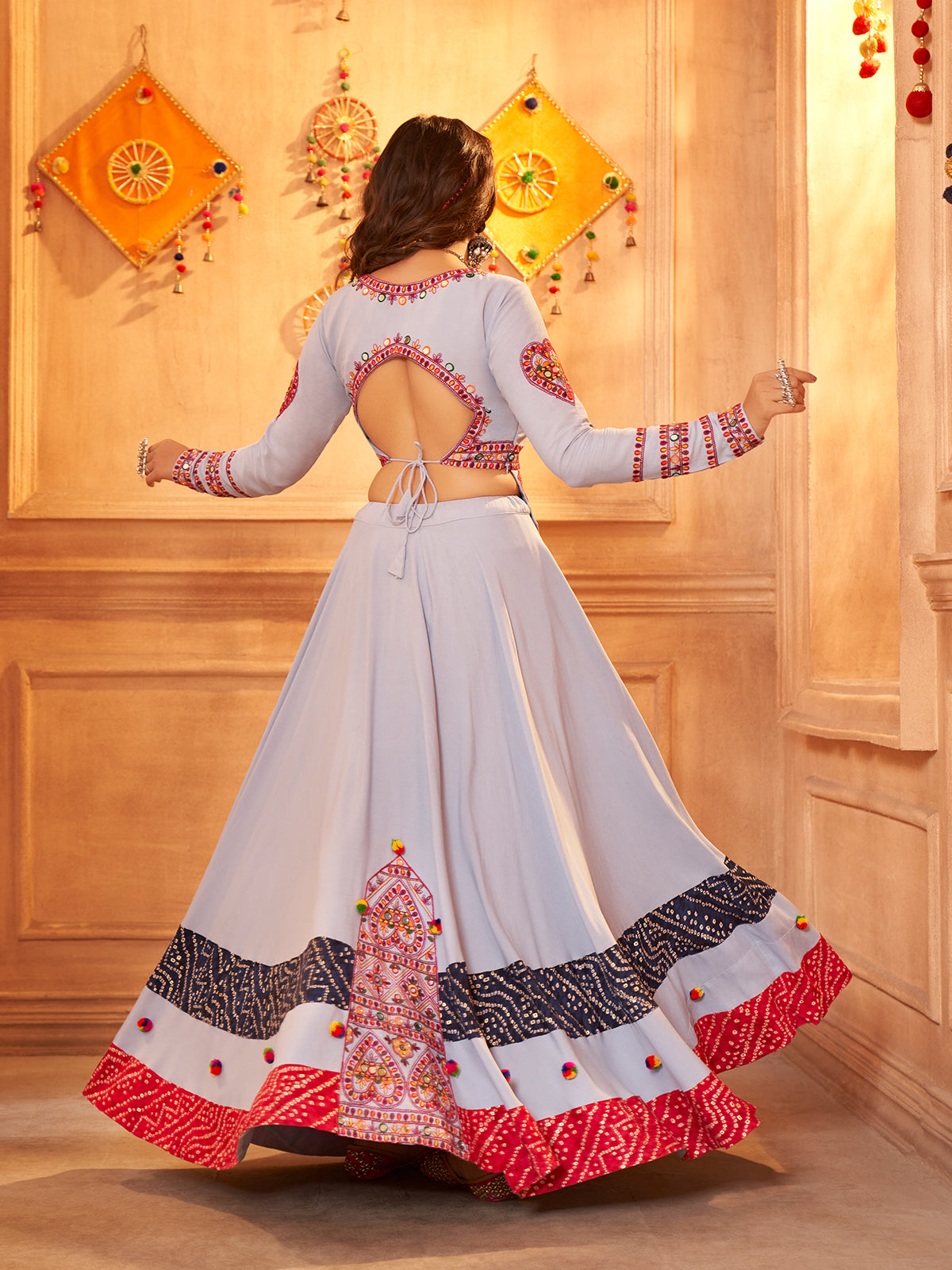 Lavender Viscose Rayon Embroidered  Stitched Lehenga Choli