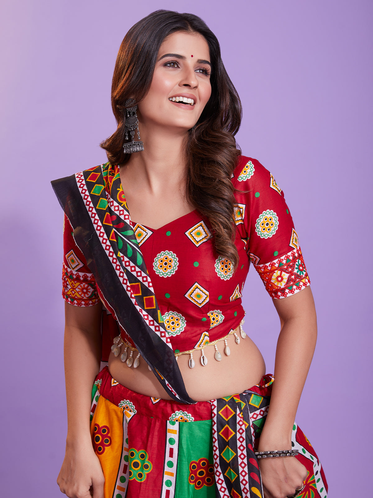 Multicolor Cotton Printed  Stitched Lehenga Choli