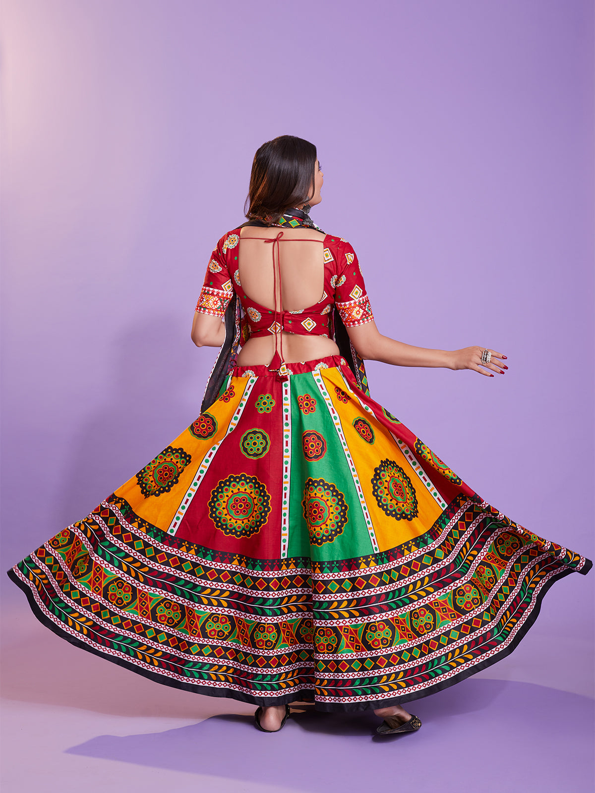 Multicolor Cotton Printed  Stitched Lehenga Choli