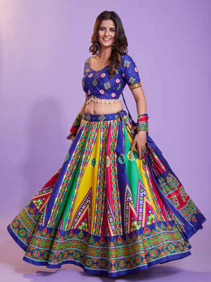 Multicolor Cotton Printed  Stitched Lehenga Choli