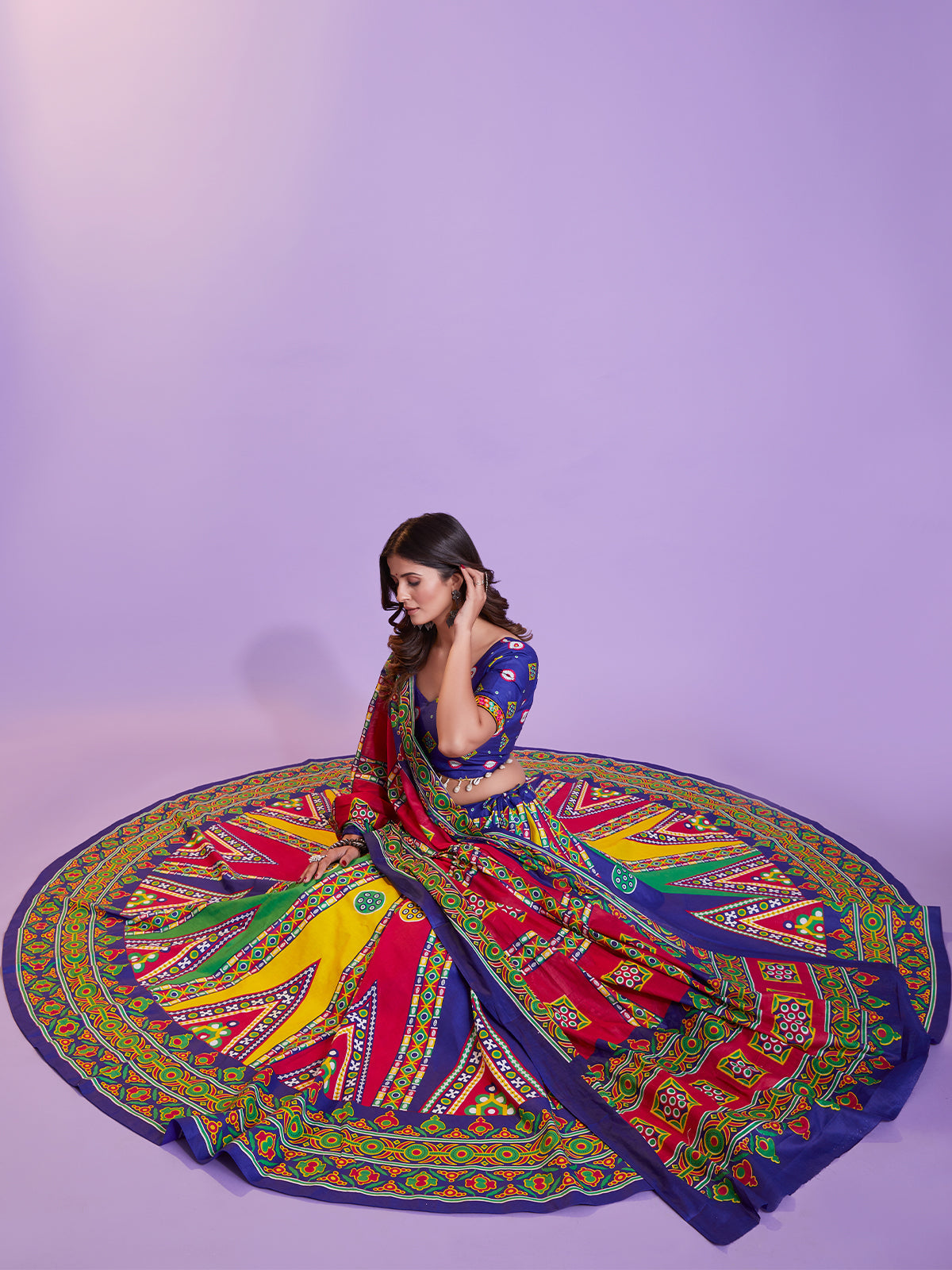 Multicolor Cotton Printed  Stitched Lehenga Choli