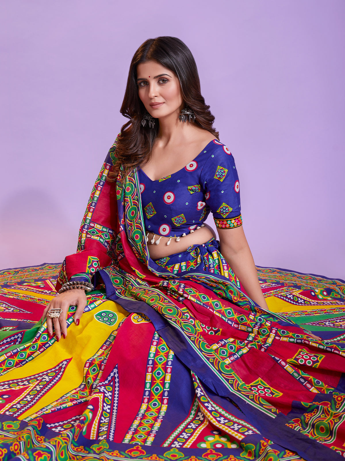 Multicolor Cotton Printed  Stitched Lehenga Choli