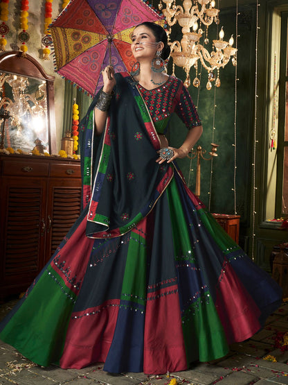 Rajwada Multicolor Cotton Blend Printed Stitched Lehenga With Blouse For Women