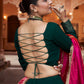 Rajwada Green And Gold Rayon Printed Stitched Lehenga With Blouse For Women
