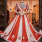 Rajwada Orange And White Rayon Embroidered Stitched Lehenga With Blouse For Women