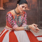 Rajwada Orange And White Rayon Embroidered Stitched Lehenga With Blouse For Women