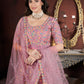 Rajwada Pink Net Embroidered Stitched Gown For Women
