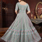 Rajwada Light Green Net Embroidered Stitched Gown For Women