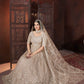 Rajwada Beige Net Embroidered Stitched Gown For Women