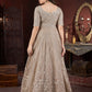 Rajwada Beige Net Embroidered Stitched Gown For Women