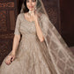 Rajwada Beige Net Embroidered Stitched Gown For Women