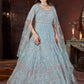 Rajwada Light Blue Net Embroidered Stitched Gown For Women