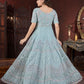 Rajwada Light Blue Net Embroidered Stitched Gown For Women