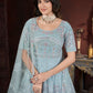 Rajwada Light Blue Net Embroidered Stitched Gown For Women