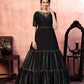 Rajwada Women Designer Black Silk Semi Stitched Gown