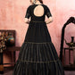 Rajwada Women Designer Black Silk Semi Stitched Gown