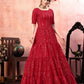 Rajwada Women Designer Red Silk Semi Stitched Gown