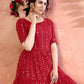 Rajwada Women Designer Red Silk Semi Stitched Gown