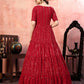 Rajwada Women Designer Red Silk Semi Stitched Gown