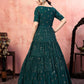 Rajwada Women Designer Green Georgette Semi Stitched Gown