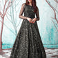 Rajwada Women Designer Black Net Semi Stitched Gown