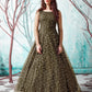 Rajwada Women Designer Olive Net Semi Stitched Gown