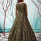 Rajwada Women Designer Olive Net Semi Stitched Gown