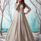 Rajwada Women Designer Beige Net Semi Stitched Gown