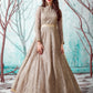 Rajwada Women Designer Beige Net Semi Stitched Gown