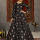 Rajwada Women Designer Black Taffeta Semi Stitched Gown