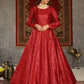 Rajwada Women Designer Red Taffeta Semi Stitched Gown