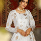 Rajwada Women Designer White Taffeta Semi Stitched Gown