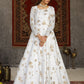 Rajwada Women Designer White Taffeta Semi Stitched Gown