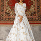 Rajwada Women Designer White Taffeta Semi Stitched Gown