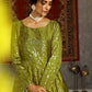 Rajwada Women Designer Olive Taffeta Semi Stitched Gown
