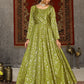 Rajwada Women Designer Olive Taffeta Semi Stitched Gown