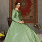 Rajwada Women Designer Green Taffeta Semi Stitched Gown