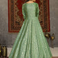 Rajwada Women Designer Green Taffeta Semi Stitched Gown