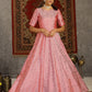 Rajwada Women Designer Pink Taffeta Semi Stitched Gown