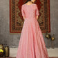 Rajwada Women Designer Pink Taffeta Semi Stitched Gown