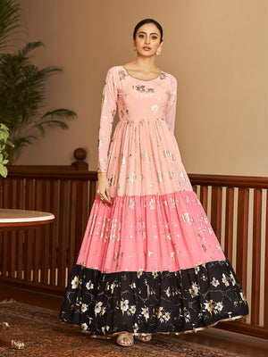 Rajwada Women Designer Multicolor Georgette Semi Stitched Gown
