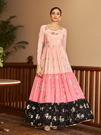 Rajwada Women Designer Multicolor Georgette Semi Stitched Gown