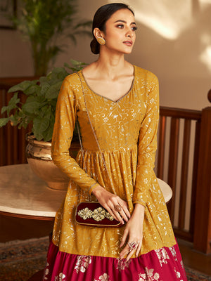 Rajwada Women Designer Multicolor Georgette Semi Stitched Gown