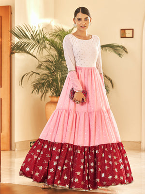 Rajwada Women Designer Multicolor Georgette Semi Stitched Gown