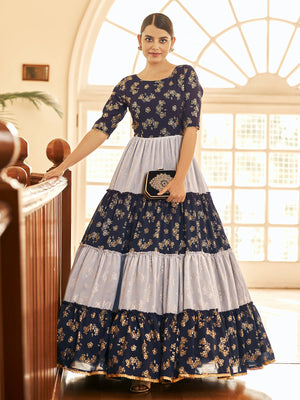 Rajwada Women Designer Multicolor Georgette Semi Stitched Gown