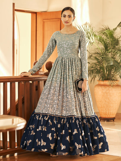 Rajwada Women Designer Multicolor Georgette Semi Stitched Gown