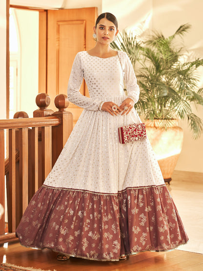 Rajwada Women Designer Multicolor Georgette Semi Stitched Gown